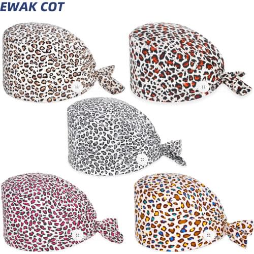 Womens and men Scrubs Caps Reusable surgical cap lab Scrubs Beauty Work Cap Breathable With buttons nursing cap