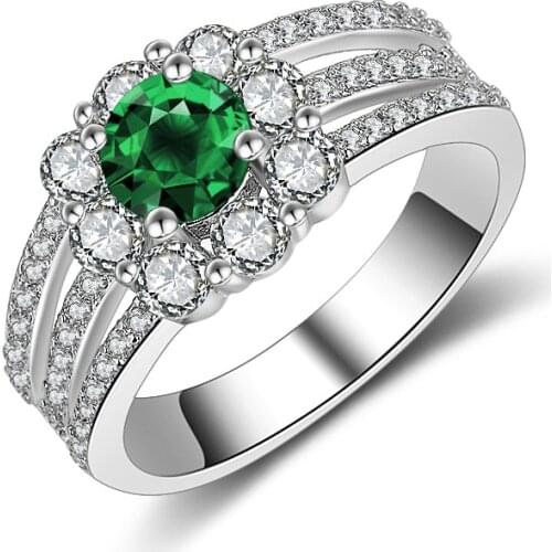 WYJZY Green AAA zircon fashion ring for women exquisite bride wedding engagement jewelry beautiful decoration ring for women