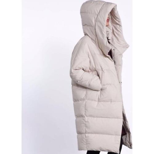 Winter fashion brand good quality over the knee long 90% duck down coat female plus size single breasted warm down jacket wq132