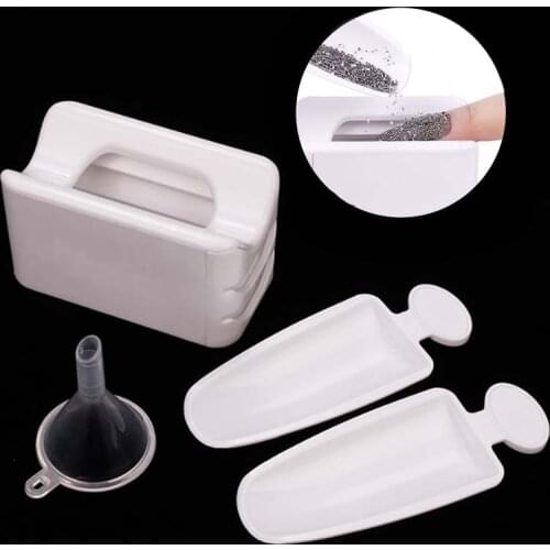 1pcs Portable Dipping Powder Recycling Tray Nail Glitter Storage Box Magic Mirror Powder Sequin Rhinestone Recycling Box