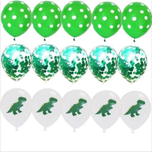 12-Inch Dinosaur Green Color Sequined Paper Scraps Balloon Set Theme Birthday Party Decorations