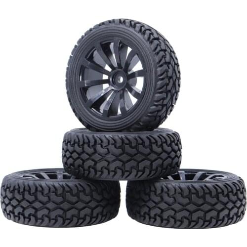 4pcs 1/10 Rally Tires 75MM Wheel Hub Rim Tyre Hex 12mm for 1/10 On Road RC Car HSP HPI Traxxas TRX4 Tamiya Axial Scx10 Kyosho