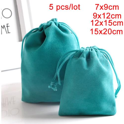 5pcs/bag Jewelry Packing Velvet bag packaging bags Drawstring Gift bags & Pouches Customized Logo Over 100pcs Cost More