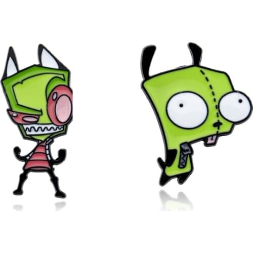 Invader Zim Brooch Funny Alien Brooches Pin Art Epoxy Brooch Bag Clothing Accessories Children Toy