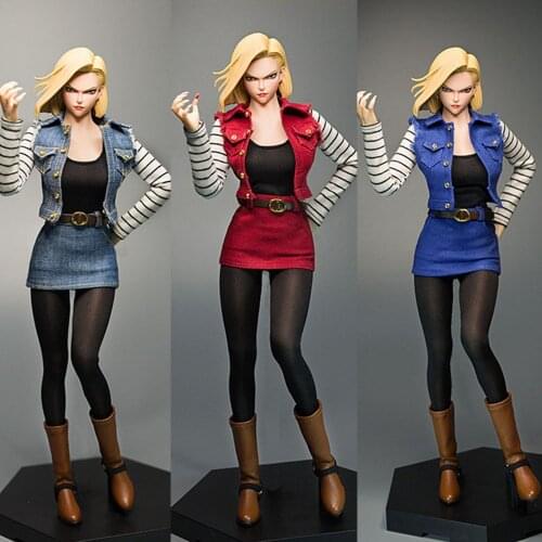 Cdtoys m013 In Stock 1/6 Scale Fashion Android 18 Vest Skirt Set Female Head Body Soldier Clothes for 12 inches Action Figure