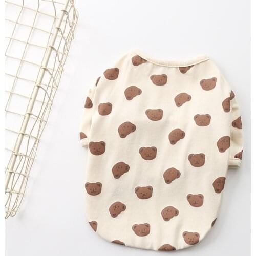 Cartoon Pet Shirt Bear Print Dog Clothes Cotton Puppy Pet Clothes For Dogs Yorkshire Bulldog Fat Dog Clothes Ropa Perro Leisure