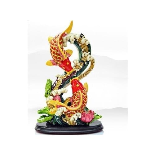 Decorative crafts golden list of educational materials with painted pottery carp dancing in dragon gate lotus flowers hundred