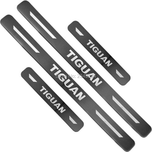 For Volkswagen Vw Tiguan II MK2 2016 2017 2018 2019 2020 Carbon Door Sill Scuff Plate Protector Trim Guard Pedal Car Accessories