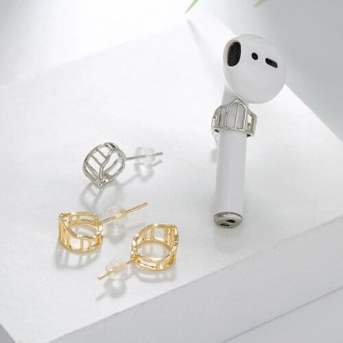 Women Men Anti Dropping Wireless Headphones Stud Earring for Airpods S925 Needle Geometric Shape Earphone Accessory Ear Jewelry