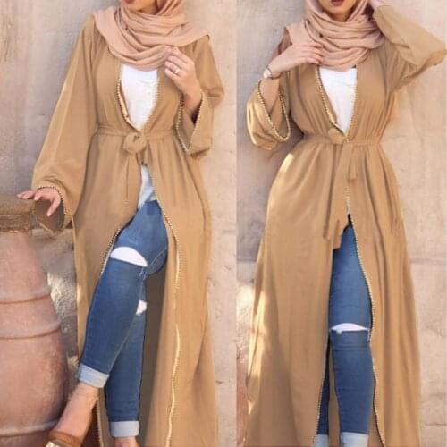Elegant Muslim adult Abaya Arab Turkish Singapore cardigan beading Jilbab Dubai Muslims Women Dresses Islamic dress wj1269