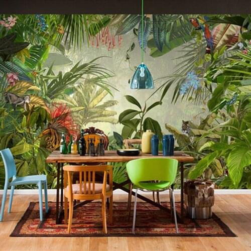 Banana leaf wallpaper photo wall mural gree leaves flower for living room sofa background wall decorative large size murals