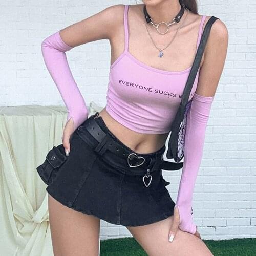 Spring and summer new womens solid color sling letters printing slim t-shirt