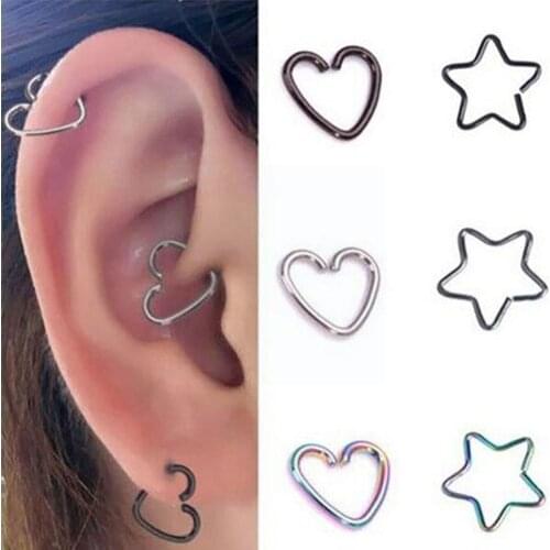10pcs Heart-shaped Ear Bone Nails, Star Steel Nose Body Steel Human Nails, Nails, Titanium Clips Lip Piercing Ear G3M0