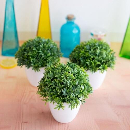 1Pc Artificial Plant Bonsai Fake Plants with Pot Artificial Grass Ball Green Small Tree Pot Plants Potted Ornaments Home Decor