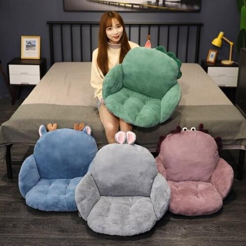 Kawaii Antlers Plush Thicken Cartoon Half-enclosed Cushion Pillow Comfortable Office Chair Pad Butt Cushion Floor Mat Decor Gift