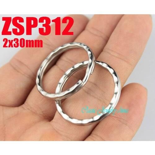 30mm stainless steel knurling key-ring Key Chain jewelry Split Key Rings DIY accessories parts 100pcs ZSP312