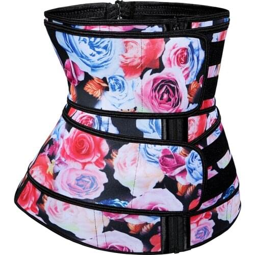 Women Shapewear Flower Print Waist Trainer Body Shaper Belt Slimming Neoprene Sheath Corset Waist Trainer Tightening Corsets