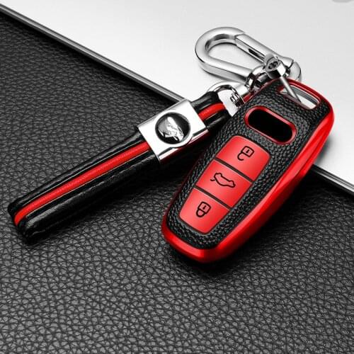 TPU Leather Car Key Cover For Audi Q8 2020 Allroad Quattro A4 A5 A6 A7 Smart Remote Fob Shell Case Keychain Holder Protector Bag