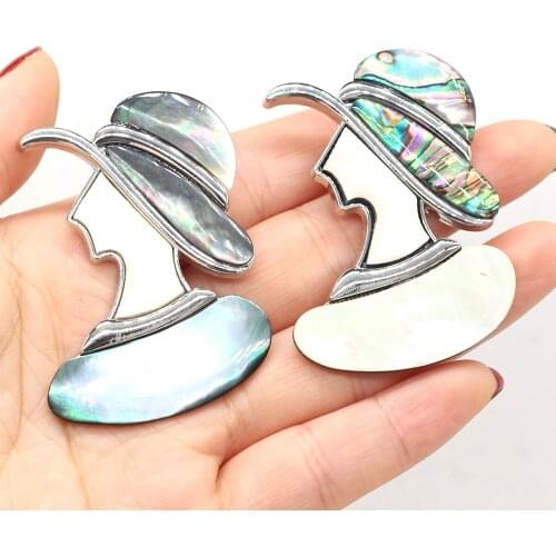 Hot Selling Natural Mother-of-pearl Shell Beauty Head Brooch Senior Elegant Birthday Anniversary Gift for Women 40x45mm