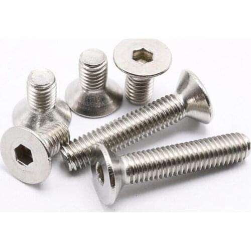 M4x 6/8/10/12/14/16/18/20mm 304 Stainless Steel Hex Allen Socket Countersunk Head Screws DIN7991 Pitch 0.7mm