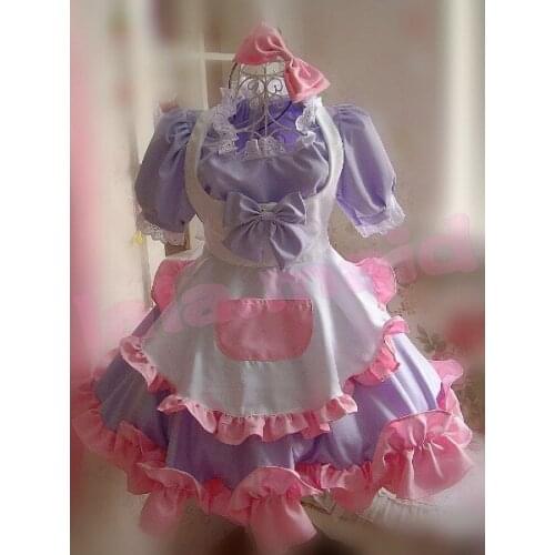 Cute Girls Japanese Maid Dress Big Hem Bubble Fancy Dress Lolita Cosplay Costume 4 colors