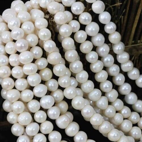 Fashion elegant white natural freshwater cultured pearl loose nearround beads fit diy wholesale retail fine jewelry 15inch B1375