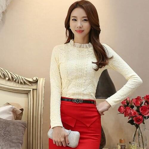 Fashion Woman Blouses 2019 Winter Thick Fleece Lace Blouse Shirt Plus Size Women Tops Long Sleeve Blouse Women Shirts blusas