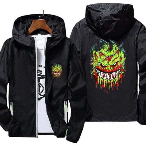 Mens Sports Ripper Spitfire Zombie Wheels Thin Jacket Windbreaker Ultra Light Beach Cycling Camping Pilot Hooded Coats 6XL 7XL
