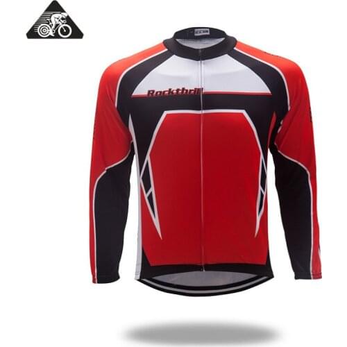 Rockthrill Pro Long Sleeve Cycling Jerseys Spring/Autumn Red Breathable Cycling Clothing Mens Ropa ciclismo Cycling Jerseys 2018