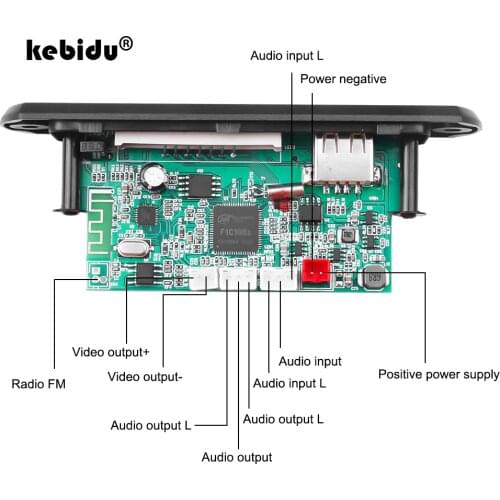 1280x720 5V 12V MP3 Module WMA MP5 Decoder Board 2-Channel Output Wireless Bluetooth5.0 Audio Module Support e-book USB TF Radio