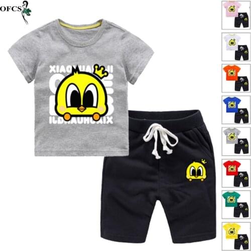 Hot New Baby Boys Girls Cartoon Cotton Suit Fashion T-shirt+Shorts Beach Pants Kids Suit Casual Childrens Sets Homewear Outfits