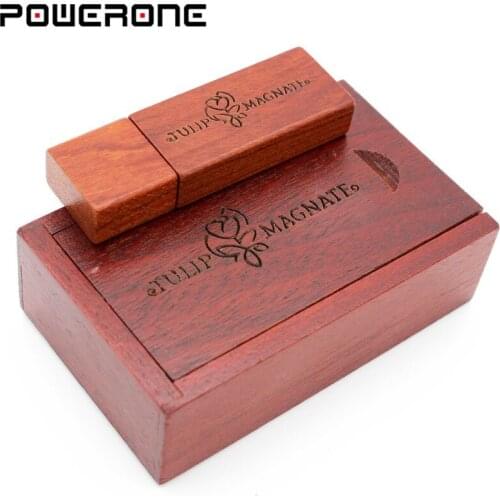 POWERONE ( free LOGO) Wooden USB with box usb flash drive pen drive 4gb 8gb 16gb 32GB 64gb memory Stick wedding gifts