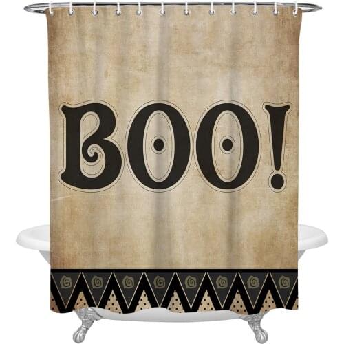 Halloween Retro Shower Curtain Waterproof Polyester Fabric Bathroom Curtain Home Bath Curtain with Hook
