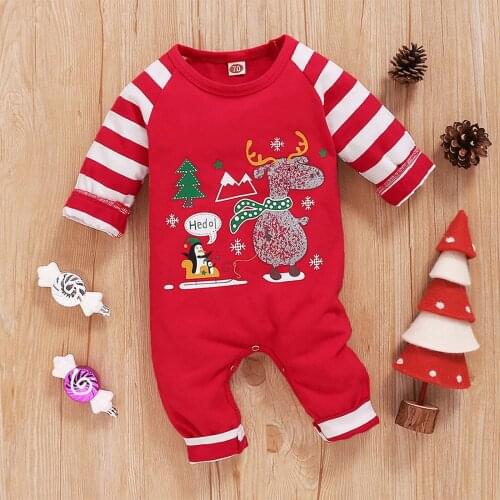 Christmas Baby Boy Girl Rompers Newborn Infant Baby Christmas Santa Cartoon Plush Romper Xmas Knit Jumpsuit Baby Costumes