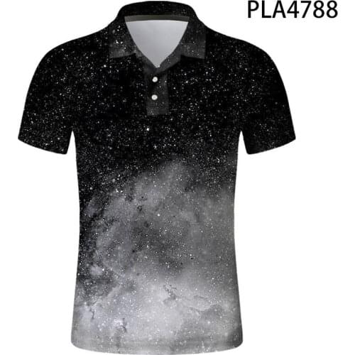 Ropa De Hombre Fashion Casual Summer Short Sleeve 3D Printed Starry Sky Cool Men Polo Shirt Streetwear Polo Homme Ropa Tops