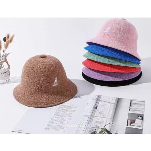 2021 New Spring New Knitted Kangaroo Fisherman Hat Hat Female Fashion Solid Color Wild Painter Hat Wool Hat Tide