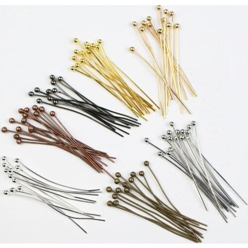 200pcs/lot 16 20 25 30 35 40 50 mm Gold Silver Metal Copper Ball Head Pins for Diy Jewelry Making Findings Supplies Dia 0.5mm