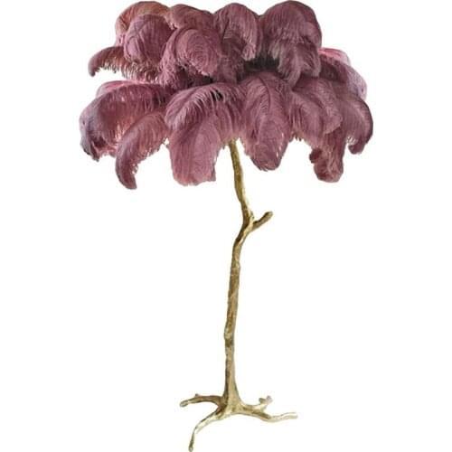 Modern Ostrich Feathers Branches Floor Lamp Copper Standing Lamp for Living Room Bedroom Floor Lights Home Decor Indoor Lighting
