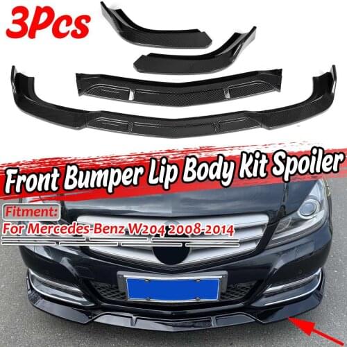 3 Piece Car Front Bumper Splitter Lip Spoiler Diffuser Protection Cover Trim Body Kits For Mercedes For Benz W204 2008-2014
