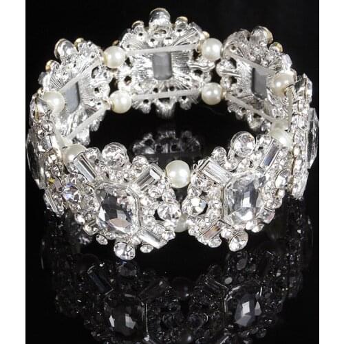 The New Rhinestone Crystal Pearl Wedding Wedding Bride Jewelry Fashion Bracelet Bracelet Shiny Valentine Gift 171123-2