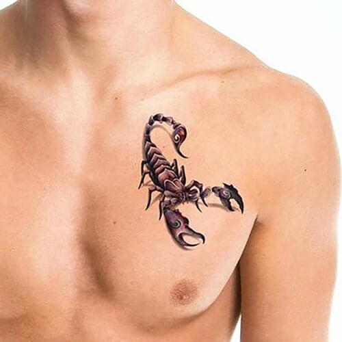 Waterproof Tattoo Stickers Women Men Fashion Body Art Cool Funny Black 3D Scorpion King Temporary Tattoo Sticker