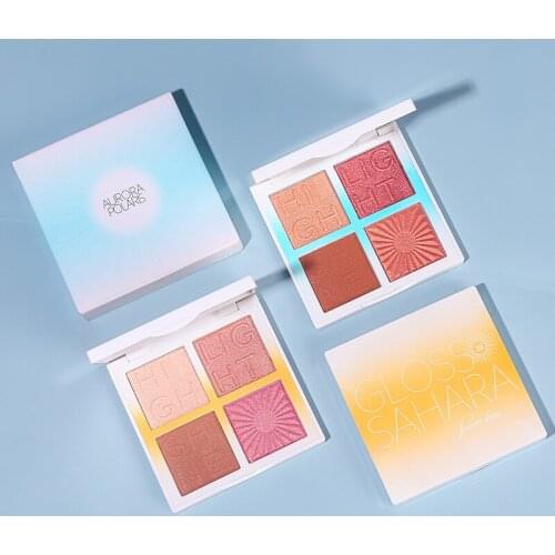 Xixi 4 Colors Highlight Trimming Blush Eyeshadow Powder All-in-one Makeup Palette Waterproof Long-lasting Trimming Plate TSLM2