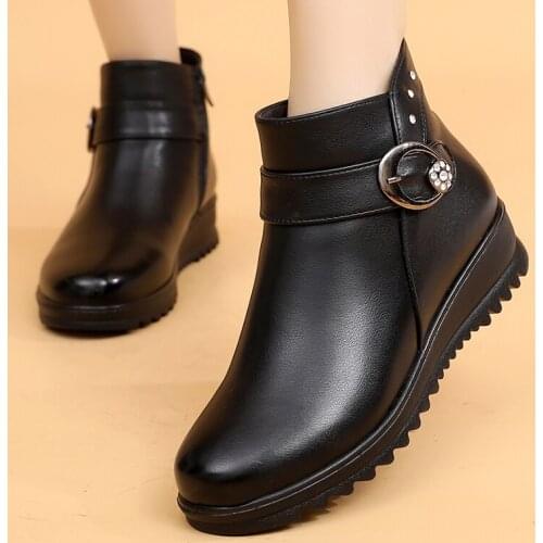 Women Ankle Boots New Fashion Waterproof Wedge Platform Mother Winter Warm Snow Boots womens casual flat cotton shoes