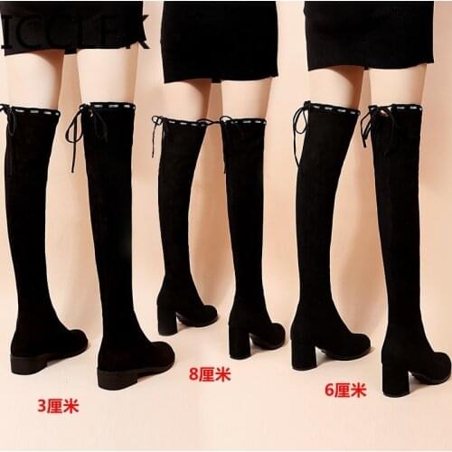 2020 Women Over The Knee High Boots Square High Heel Women Shoes Platform Winter All Match Sexy Women Boots