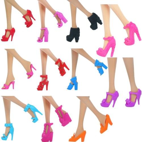 1 Pair Fashion High Heel Shoes Summer Sandals Flat Shoes Casual Wear Evening Dinner Party Accessories for Barbie Doll Toy