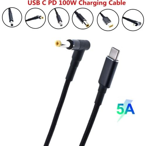 100W USB C Type C PD Power Supply Charger Adapter Fast Charging Cable Cord for Dell Asus Lenovo Notebook Power Supply Cable