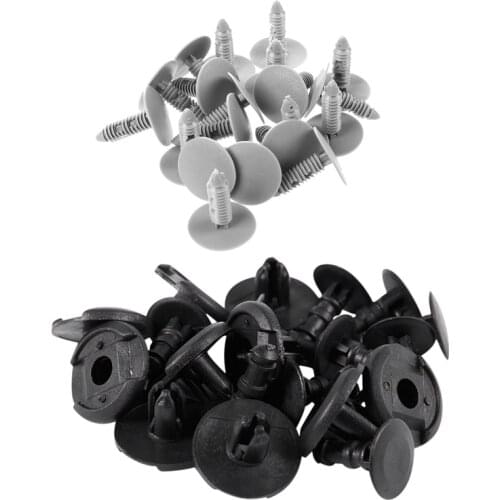 20 Pcs Gray Plastic Car Trim Clips Rivet Fastener 6mm Hole 26mm Head & 10x BLACK CAR fender Spray Shield Clips Clip
