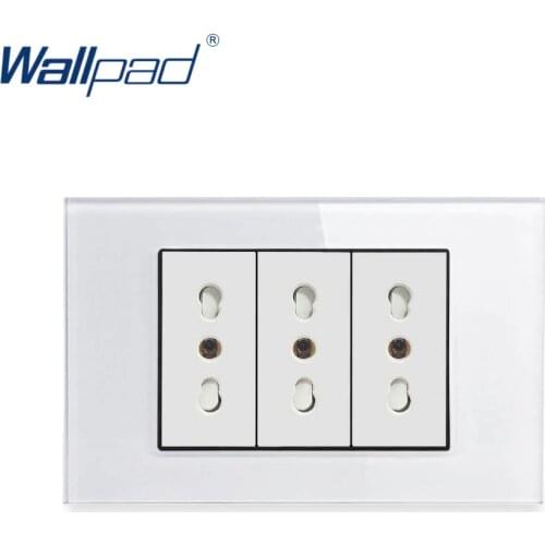 3 Italian Socket Wallpad Luxury Tempered Glass Panel Electric Wall Power Socket Electrical Outlets For Home 16A AC 110-250V
