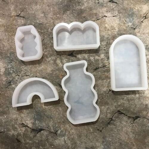 T84A 3D Geometric Round Triangle Candle Molds Pear Lemon Epoxy Resin Casting Molds Reainbow Gourd Shape Silicone Mold Crafts