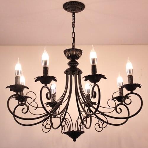 American Living Room Decoration Chandelier Lighting Wrought Iron Bedroom Dining Room Light Nordic Atmosphere European Retro Lamp